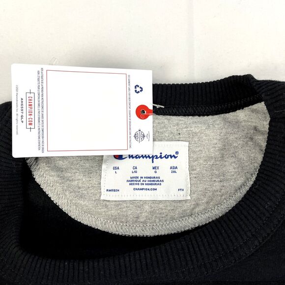 New Mens Champion Wing Shoe 19 Logo Crewneck Sweatshirt Sz L NWT Black - Picture 2 of 7